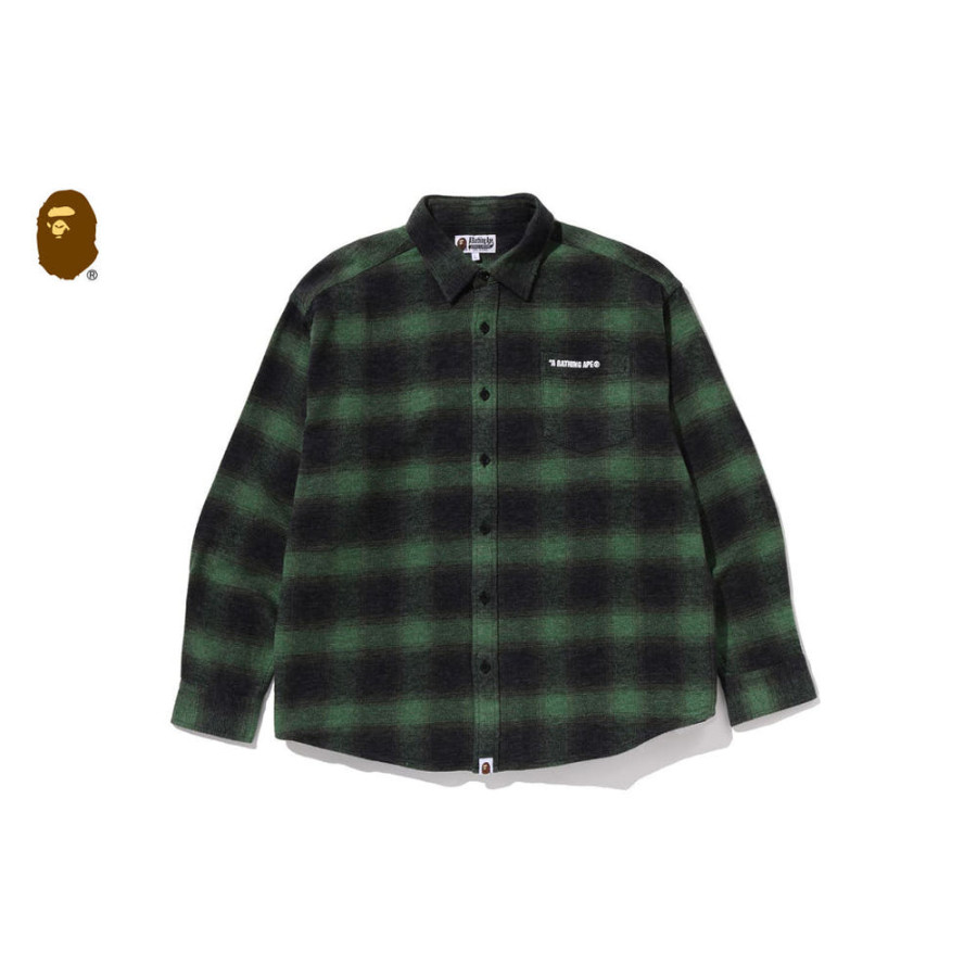 베이프 로고 옴브레 체크 플란넬 롱슬리브 셔츠 3컬러 1L80131308