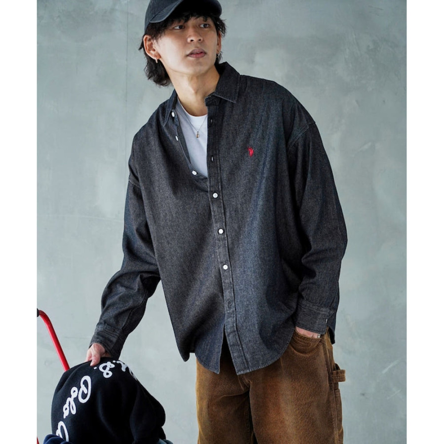 U.S. POLO ASSN. 유에스폴로에센 PUBLUX 별주 원포인트 자수 데님 셔츠 3컬러 3101291600010