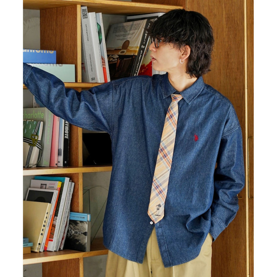 U.S. POLO ASSN. 유에스폴로에센 PUBLUX 별주 원포인트 자수 데님 셔츠 3컬러 3101291600010