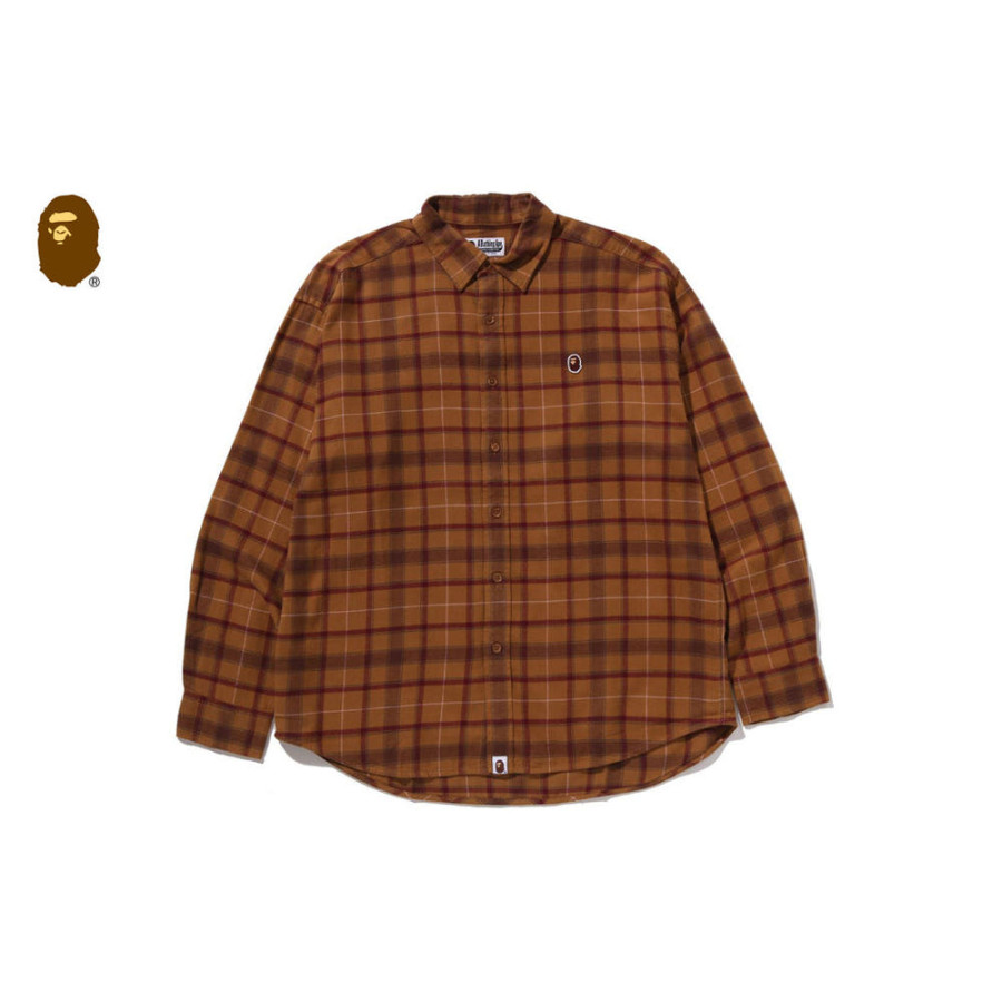 베이프 원포인트 플란넬 체크 긴팔 셔츠 2컬러 1L80131307