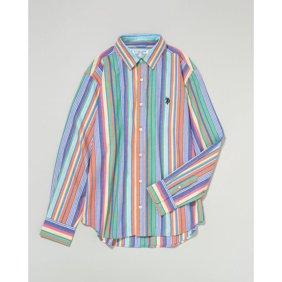 U.S. POLO ASSN. 유에스폴로에센 더블 호스맨 자수 레귤러 컬러 멀티 스트라이프 셔츠 PLM53710