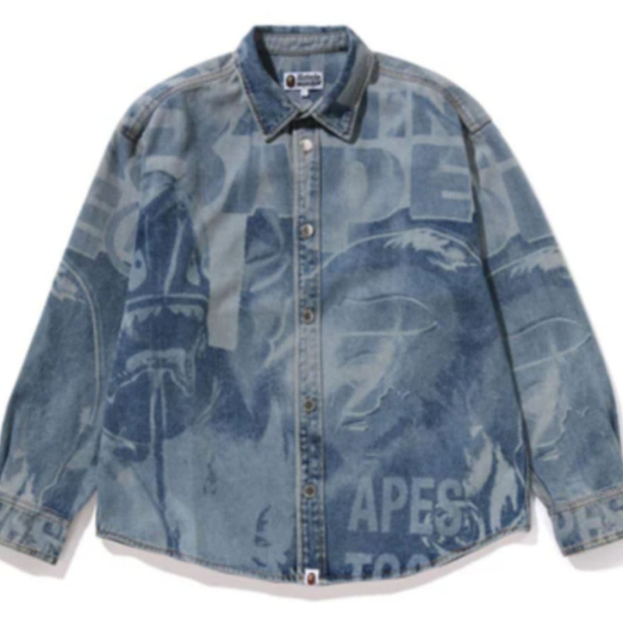 베이프 오버롤 레이저 데님 LS 셔츠 라이트인디고 1L80131303