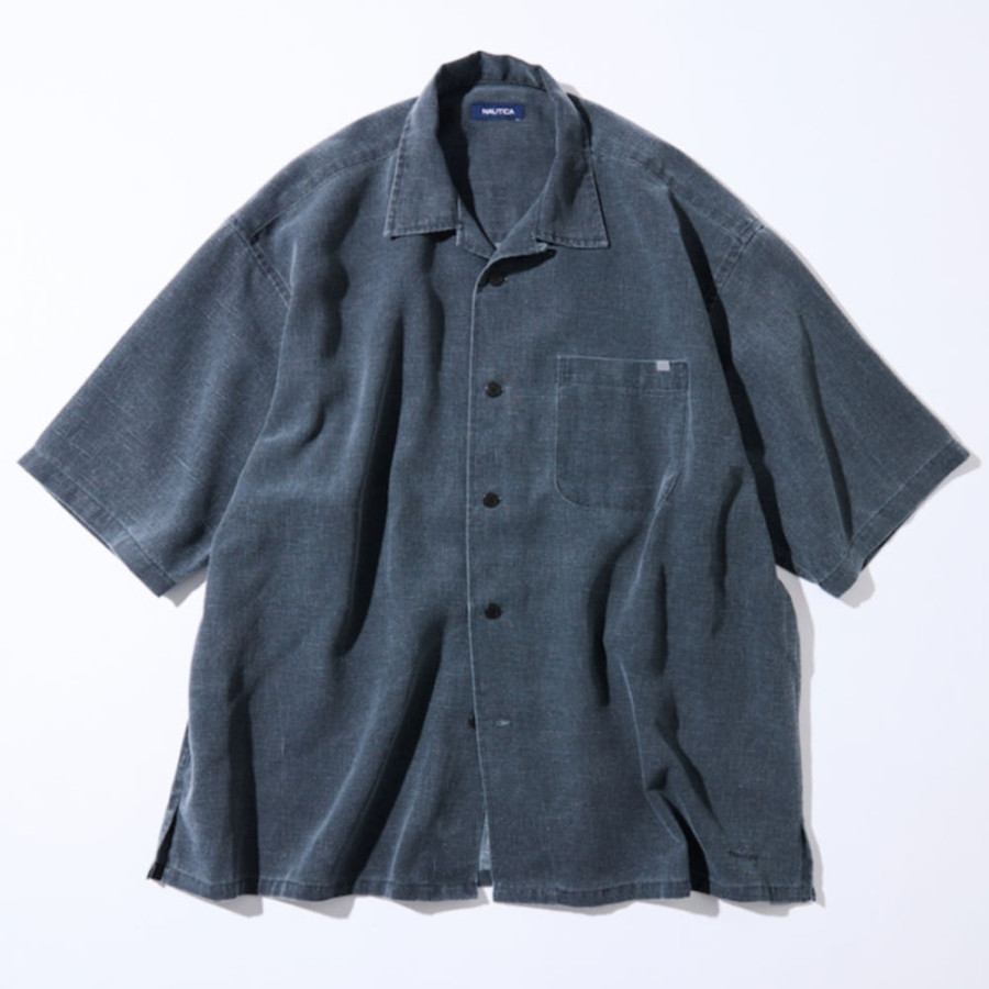 프릭스스토어 노티카 와이드 실루엣 페이드 가공 오픈 카라 반팔 셔츠 2컬러 1005207500008