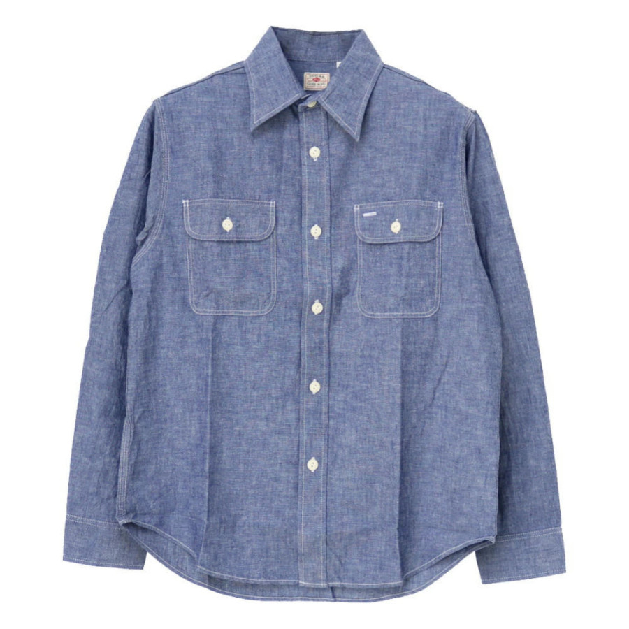 슈가케인 SUGAR CANE 블루 샴브레이 워크 셔츠 SC27850