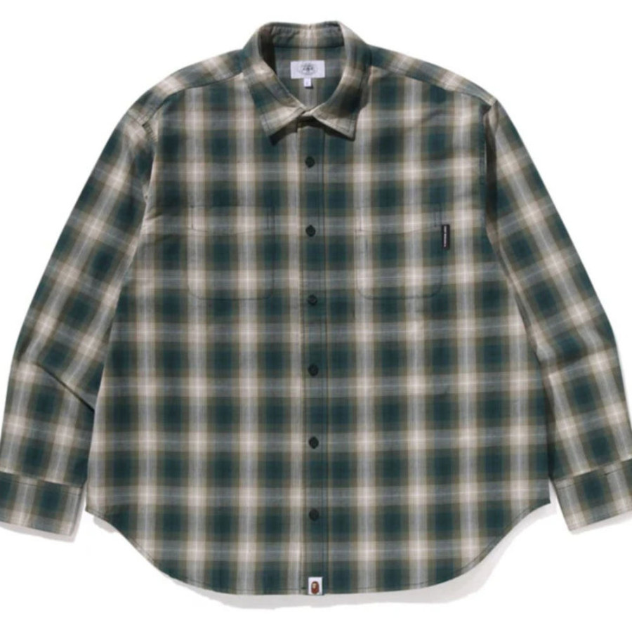 베이프 옴브레 체크 컬리지 릴렉스 핏 셔츠 3컬러 1L30131005