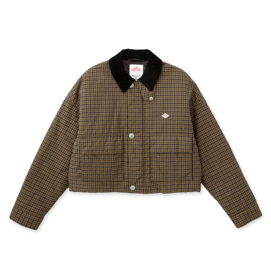 단톤 여성 나일론 투사 숏 재킷 체크 브라운계1 DT-A0522 PNN DNB252L101-0003