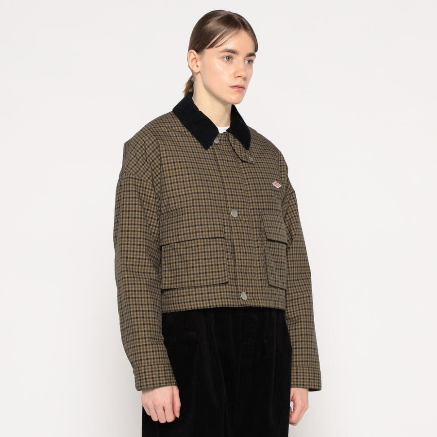 단톤 여성 나일론 투사 숏 재킷 체크 브라운계1 DT-A0522 PNN DNB252L101-0003