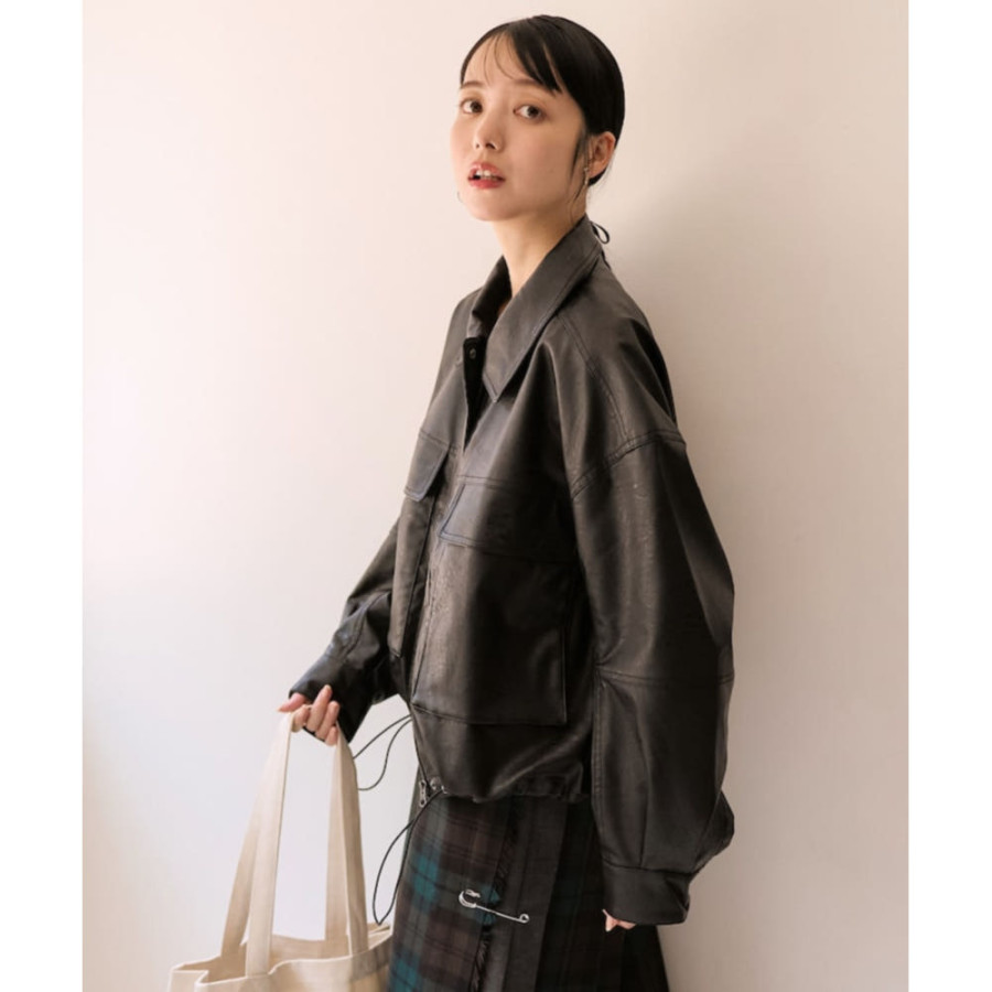 프릭스스토어 페이크 가죽 쇼트 블루종 재킷 3컬러 1153248901463