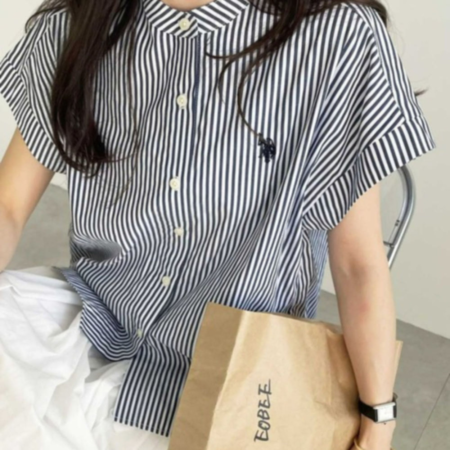 U.S. POLO ASSN. 유에스폴로에센 별주 GeeRA 프렌치 슬리브 원포인트 자수 셔츠 6컬러 208362