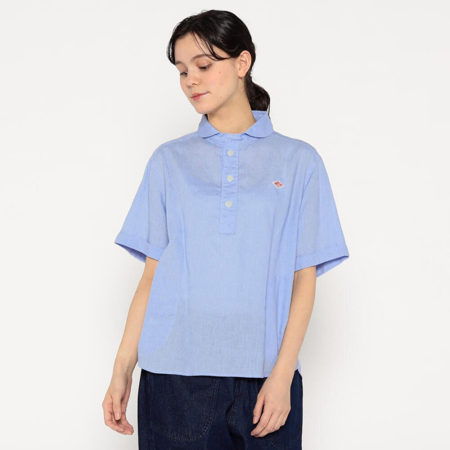 단톤 여성 린넨 라운드 카라 반팔 풀오버 셔츠 2컬러 DT-B0283 FLI DNB251L104-0007