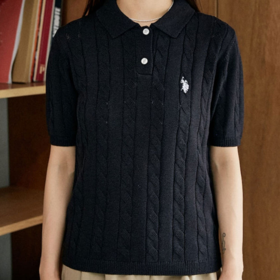 퍼블럭스 U.S. POLO ASSN. 유에스폴로에센 별주 케이블 니트 폴로 셔츠 3컬러 3233291600001