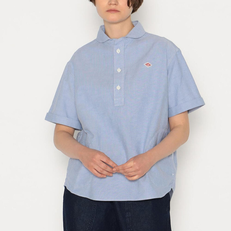 단톤 여성 옥스퍼드 라운드 카라 풀오버 패턴 반팔 셔츠 2컬러 DT-B0283 SOX DNB251L104-0005