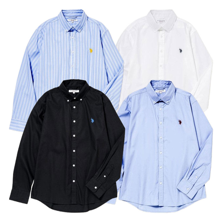 U.S. POLO ASSN. 유에스폴로에센 더블홀스맨 자수 레귤러 카라 브로드 셔츠 4컬러 PLM51700