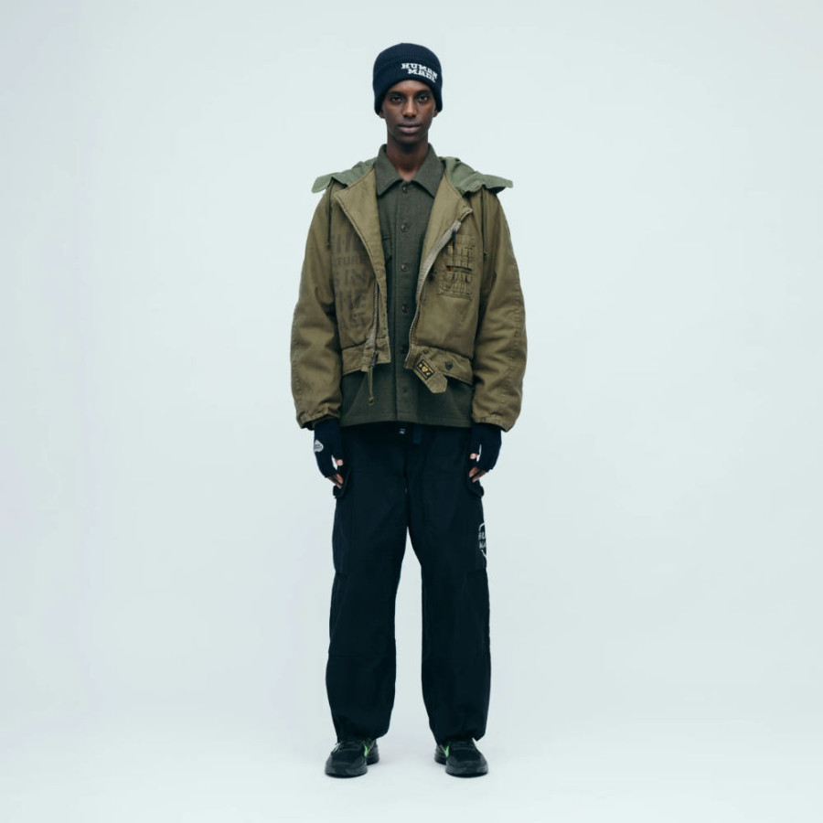 휴먼메이드 후드 블루종 올리브 드랩 HM30JK016