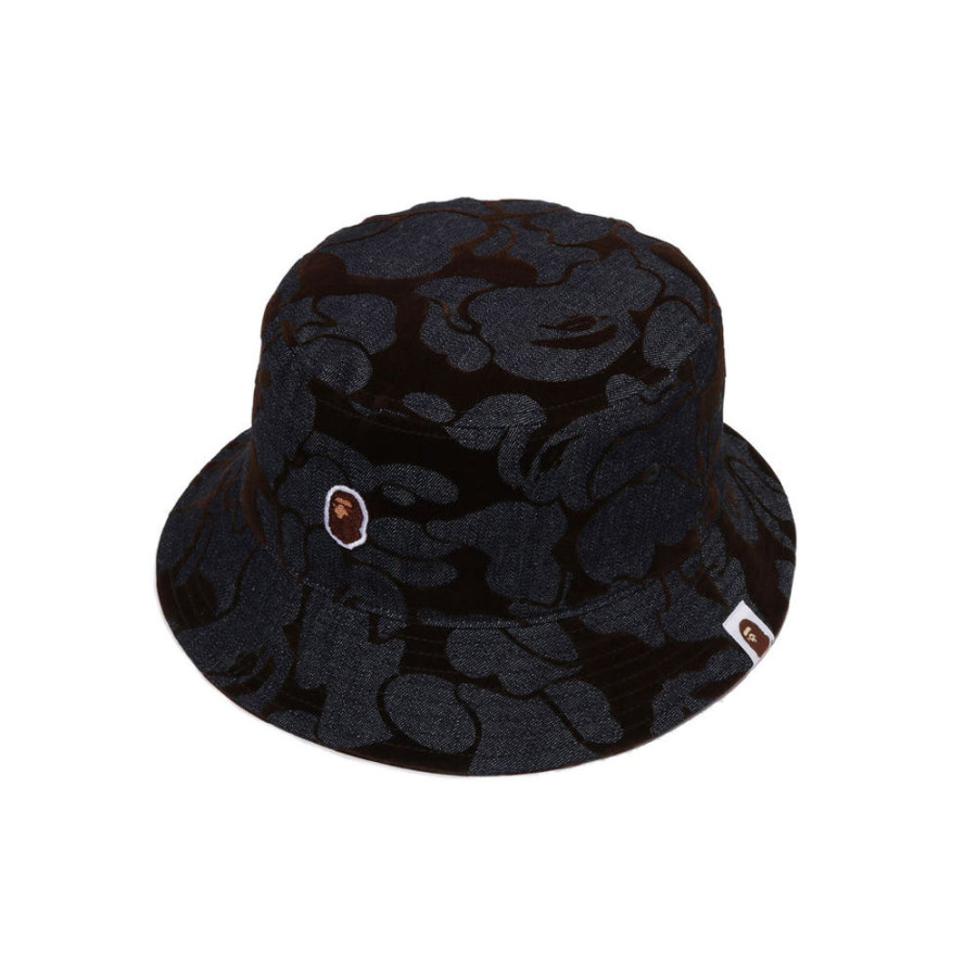 베이프 카모 플로크 데님 원 포인트 버킷햇 1L80181012