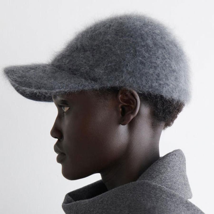 코스 COS 브러쉬드 캐시미어 베이스볼 캡 그레이 1239158001