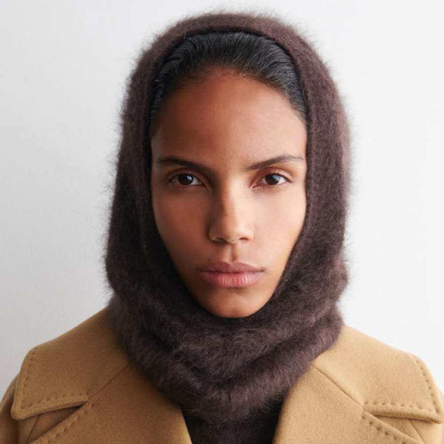 코스 COS 브러쉬드 캐시미어 후드 다크브라운 1291718002