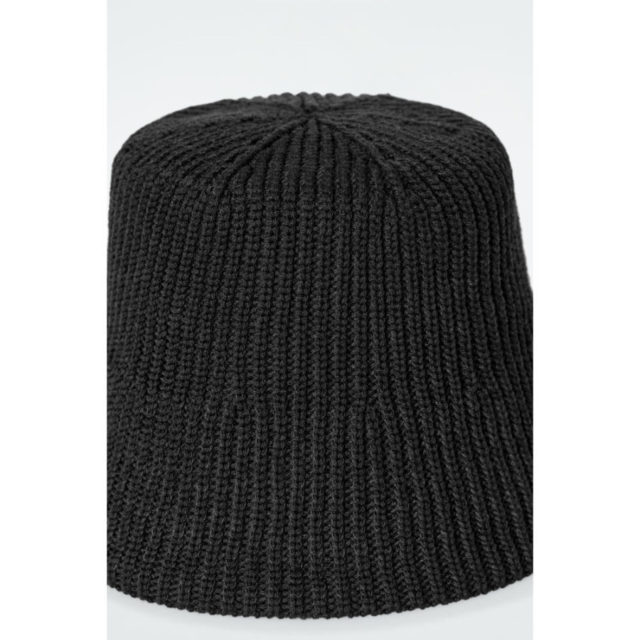 코스 COS 리브 뜨개질 울 블렌드 버킷햇 블랙 1277130001